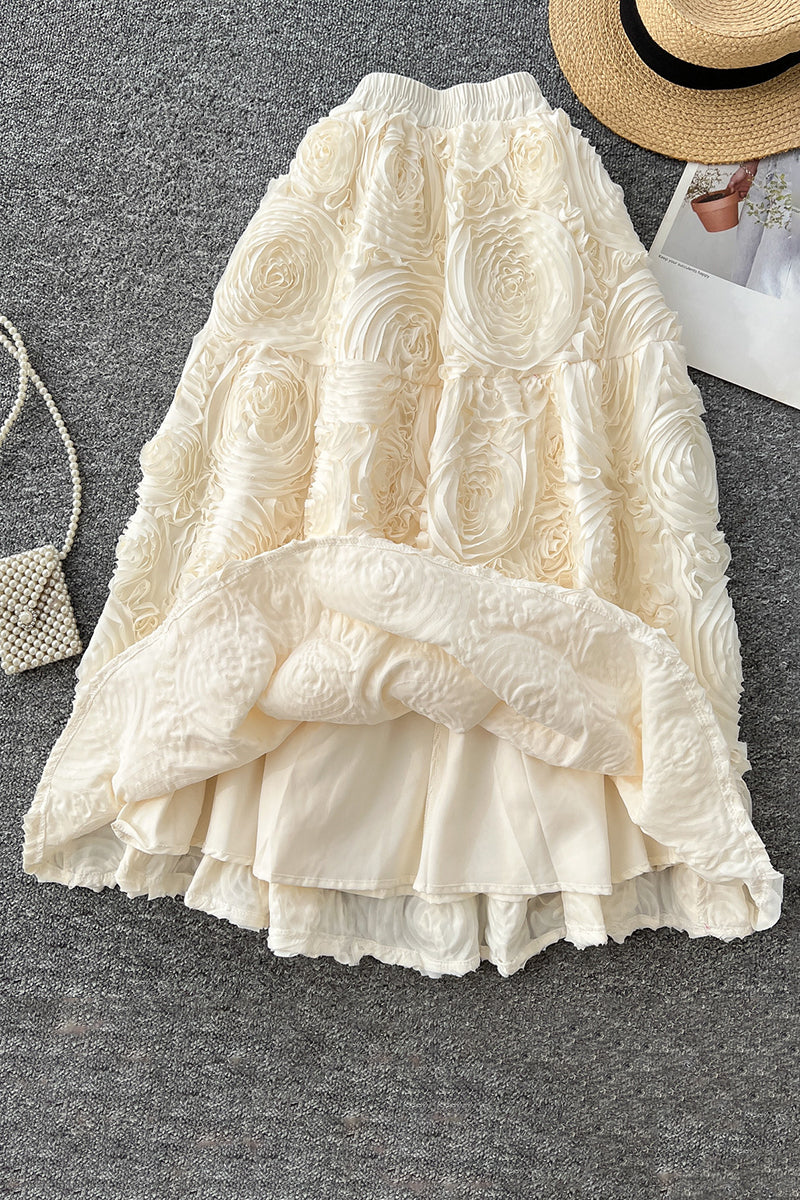 Floral Textured Midi Skirt