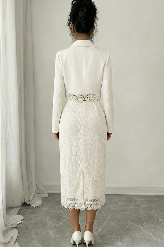 Elegant Lace Trim Skirt Set