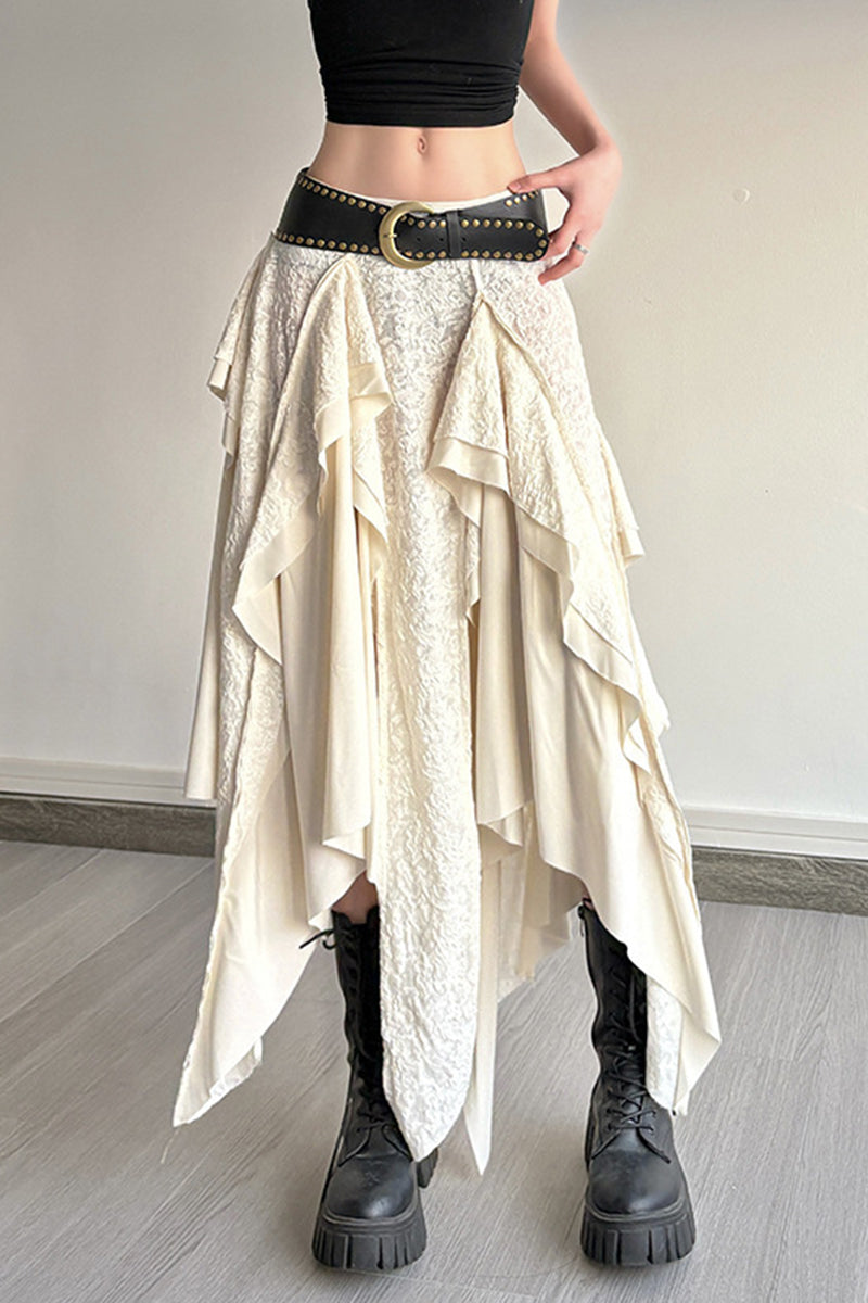 Asymmetrical Layered Midi Skirt