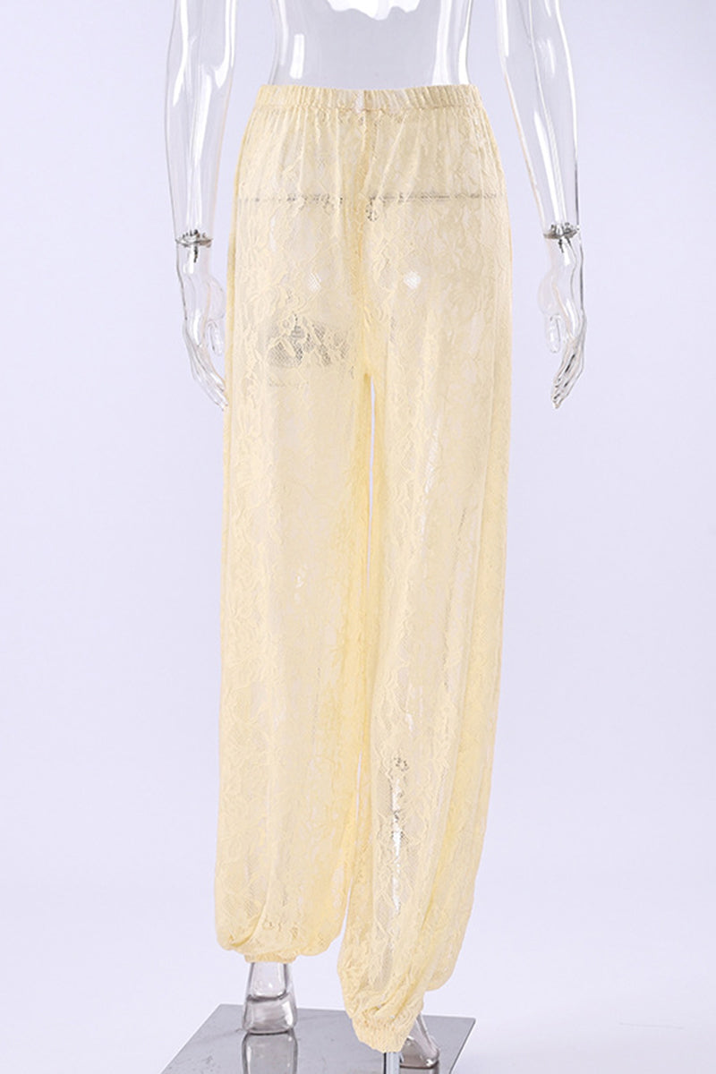 Elegant Lace Casual Pants