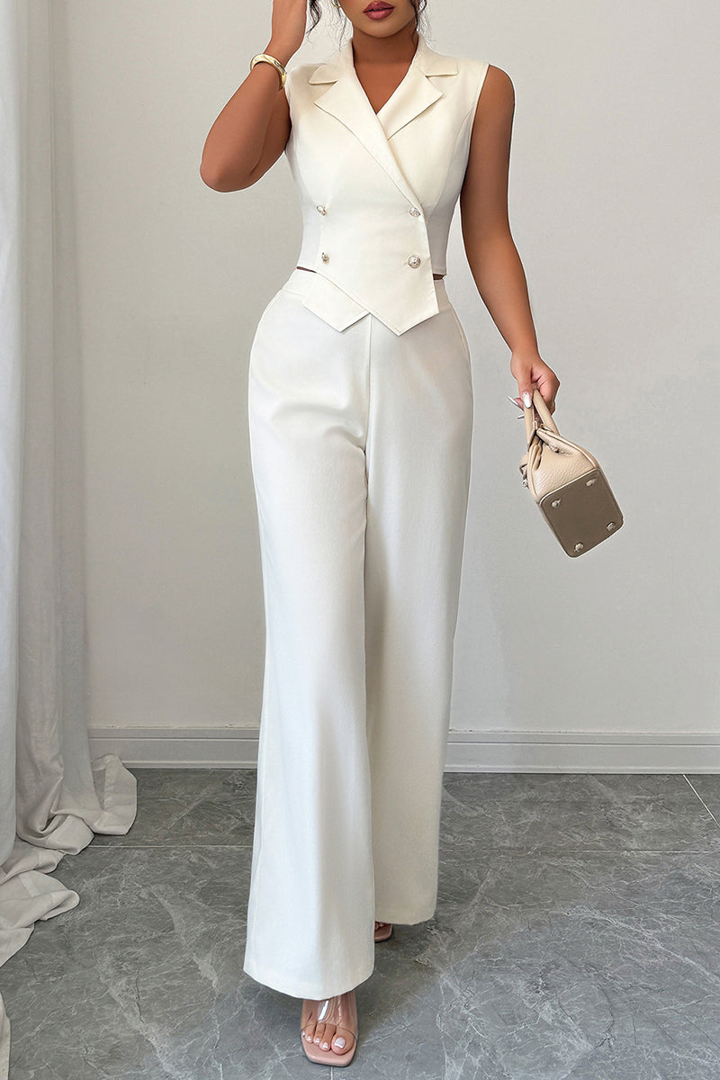 Sleeveless Double-Breasted Pants Set