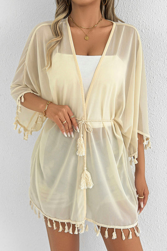 Tassel Trim Open-Front Cover-Up
