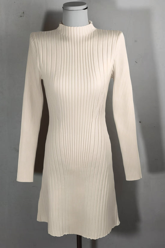 Ribbed Knit Long Sleeve Casual Dress