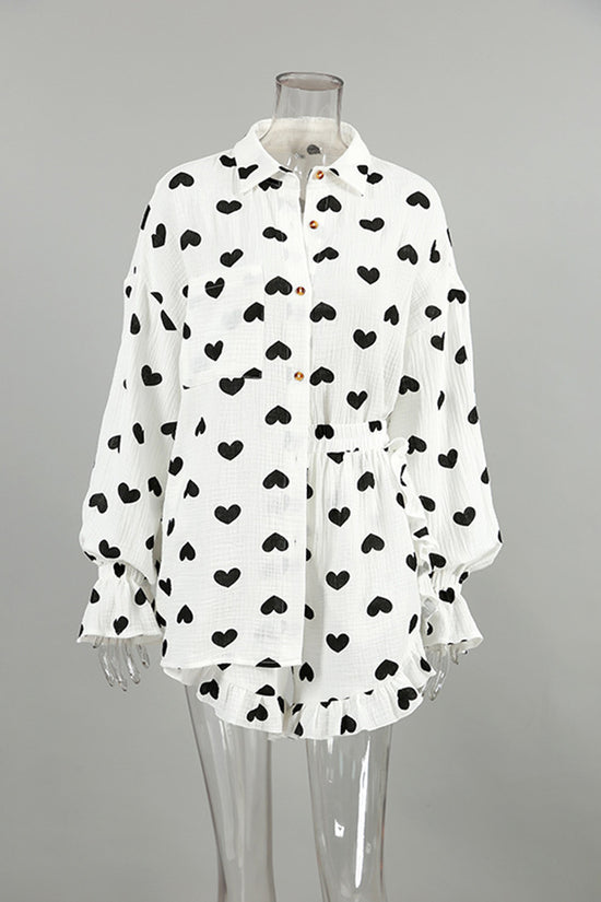 Heart Pattern Pajama Set