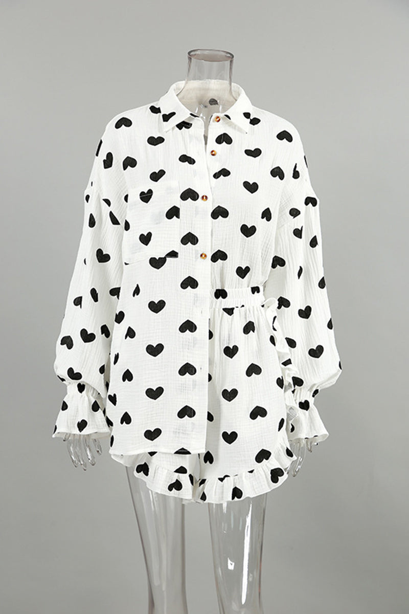 Heart Pattern Pajama Set