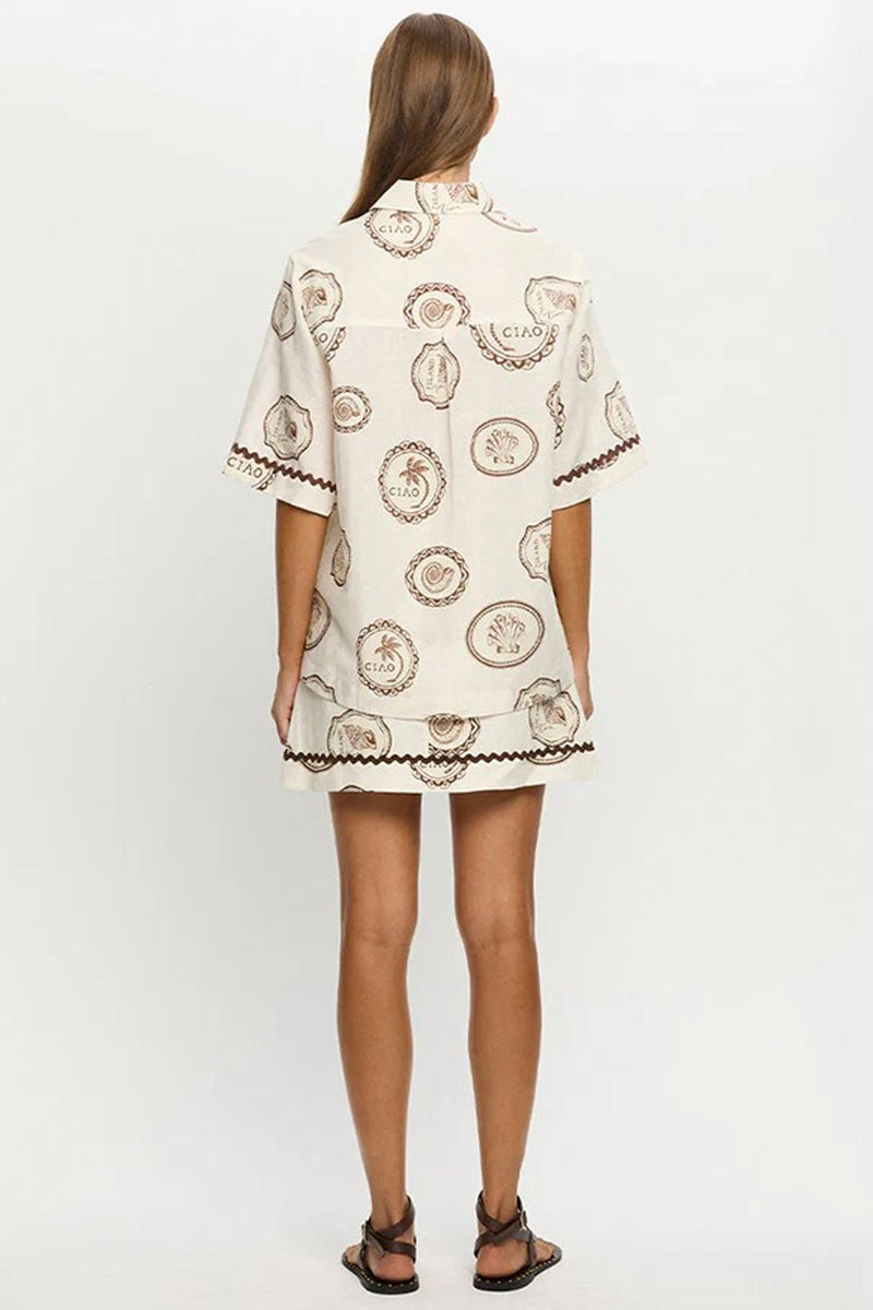 Vintage Print Skirt and Top Set