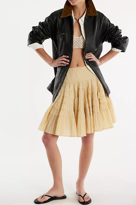Ruffled Layered Midi Skirt