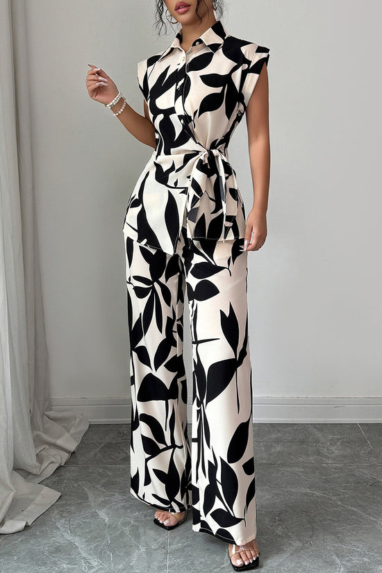 Bold Print Sleeveless Pants Set