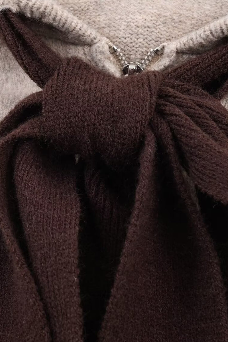 Chic Bow-Tie Hooded Sweatshirt