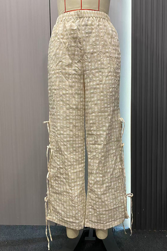 Gingham Tie-Side Casual Pants