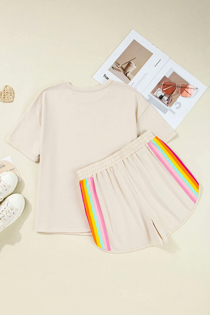 Striped Detail Athleisure 2pcs Short Set