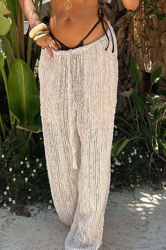 Textured Drawstring Casual Pants