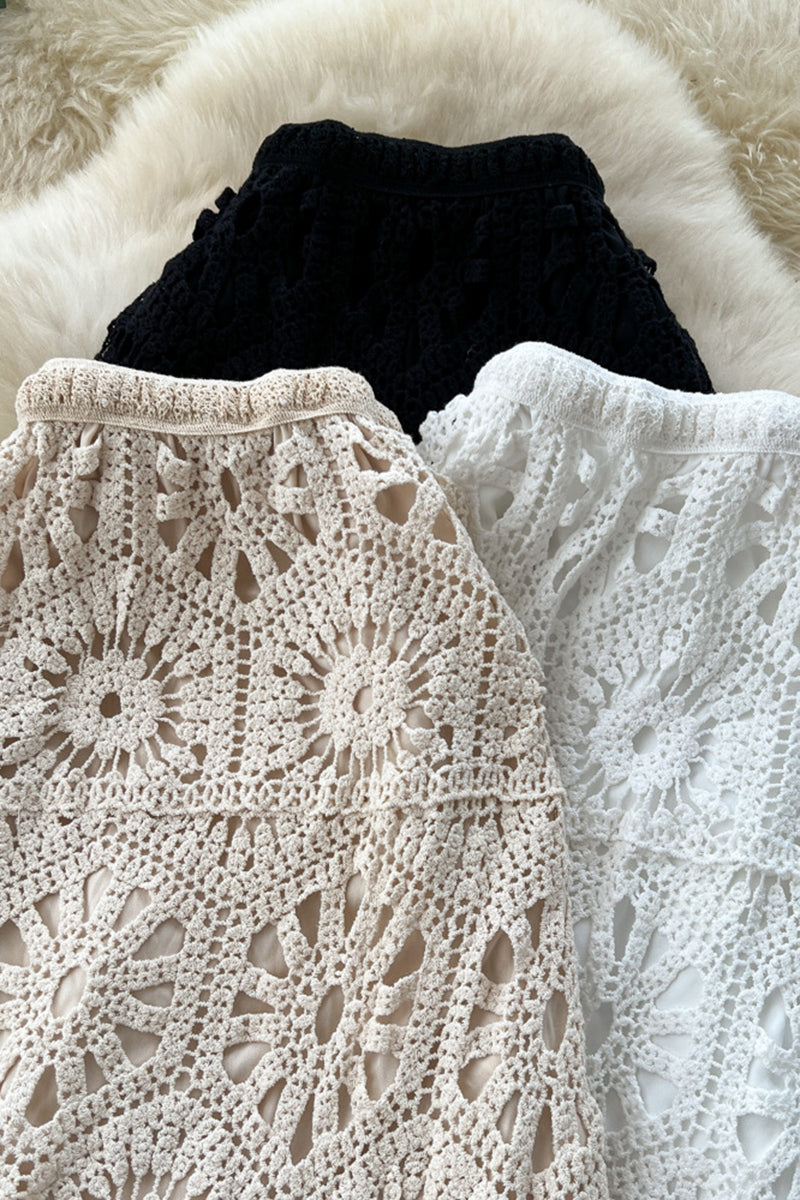 Crochet Patterned Midi Skirt