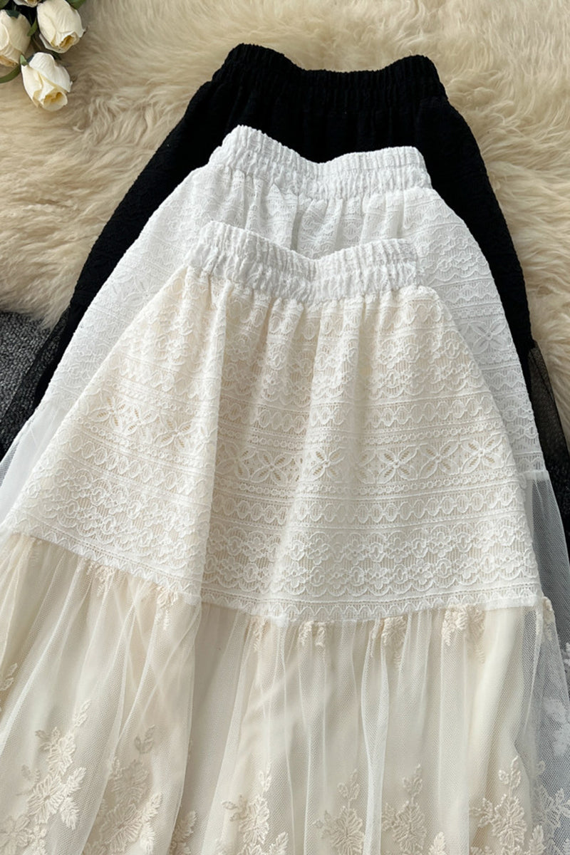Elegant Lace Midi Skirt