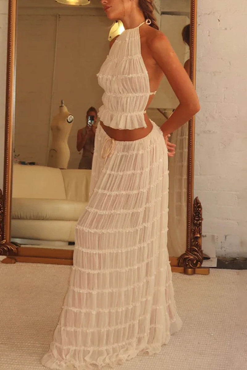 Elegant Halter Skirt Set