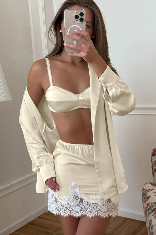 Elegant Lace Trim Loungewear Set