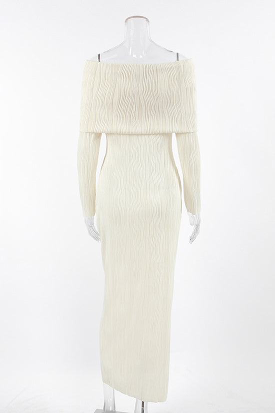 Off-Shoulder Ribbed Casual Dress