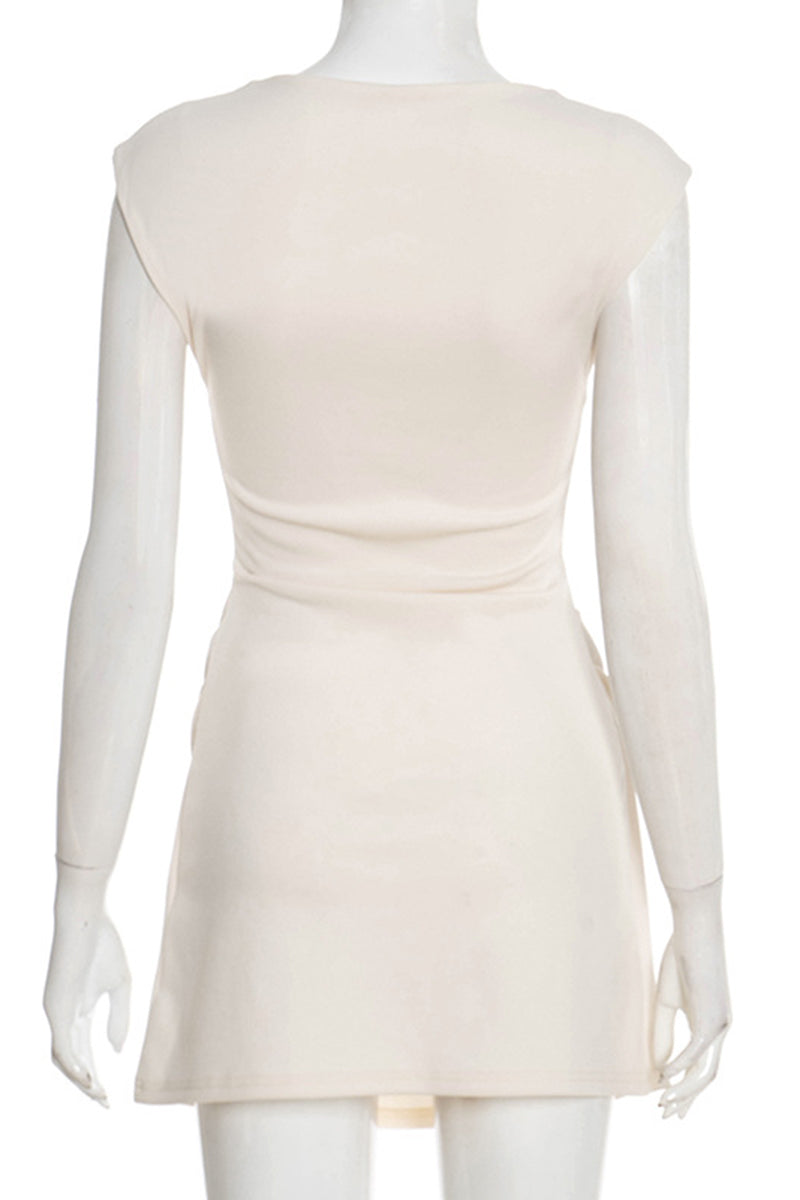 Draped Sleeveless Casual Dress