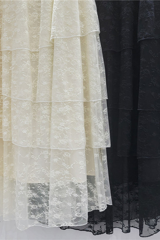 Layered Lace Midi Skirt