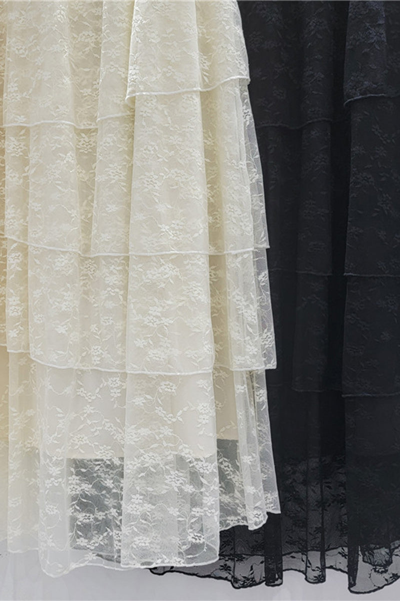 Layered Lace Midi Skirt