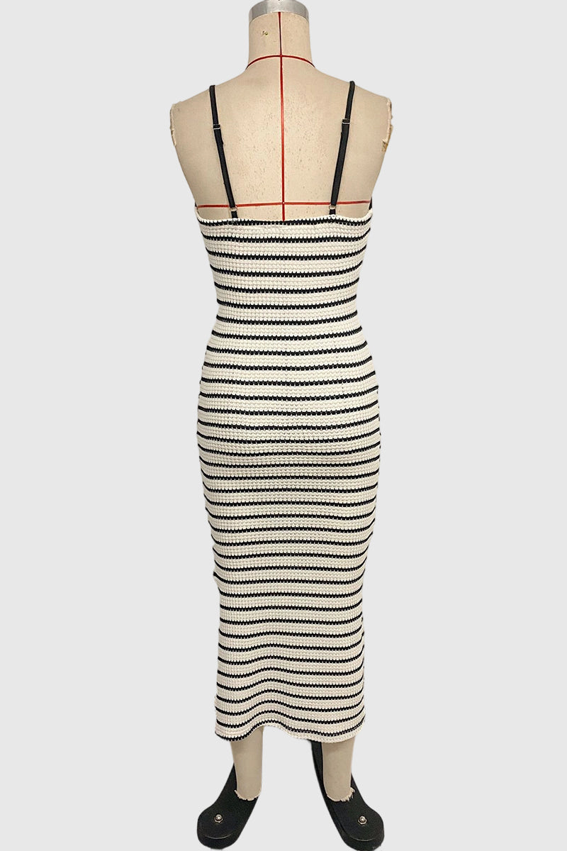 Striped Sleeveless Midi Dress
