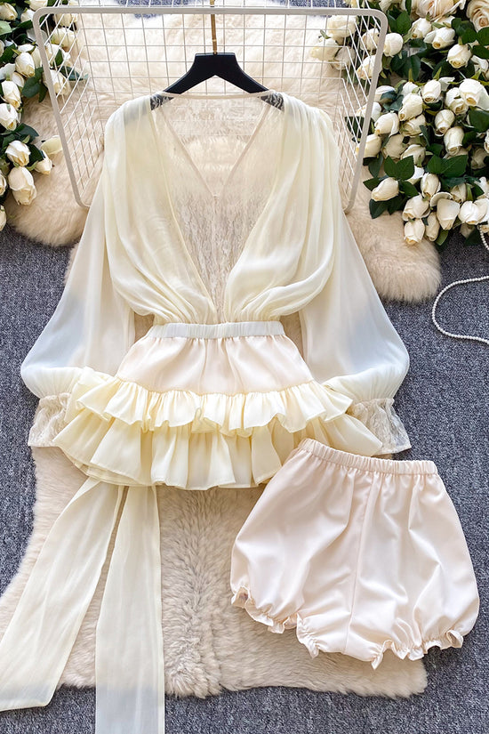 Elegant Ruffled Dress with Inner Shorts