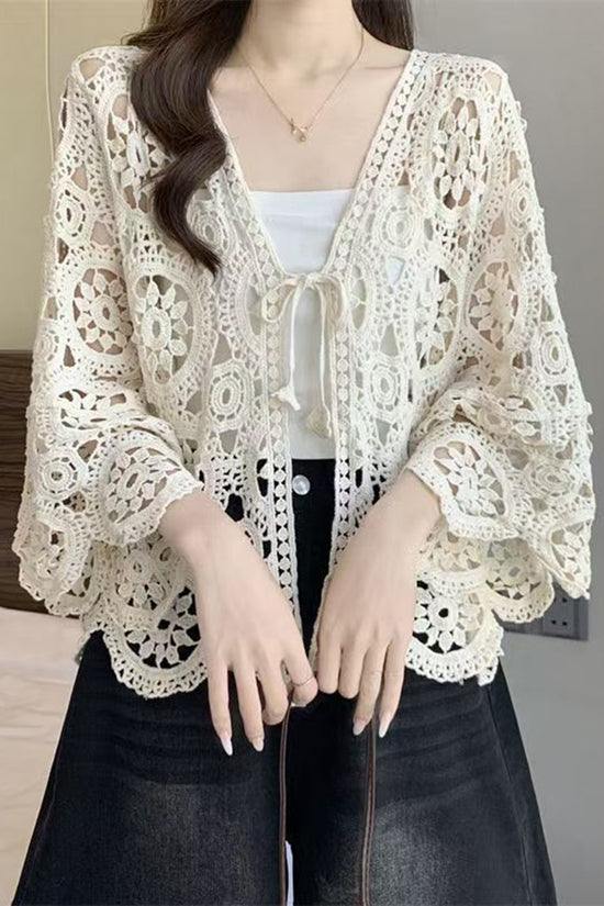 Crochet Open-Front Cardigan