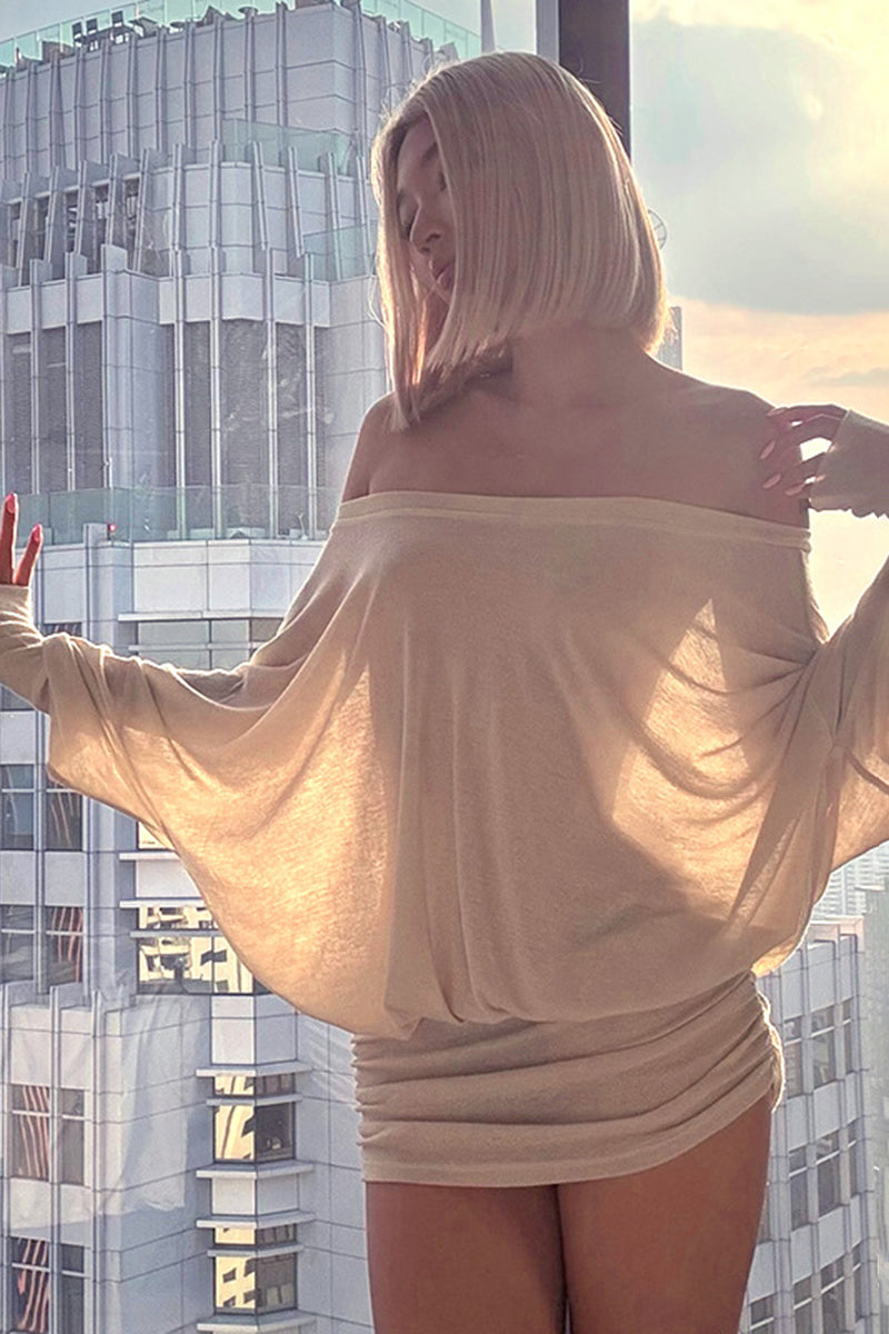 Off-Shoulder Ruched Casual Dress