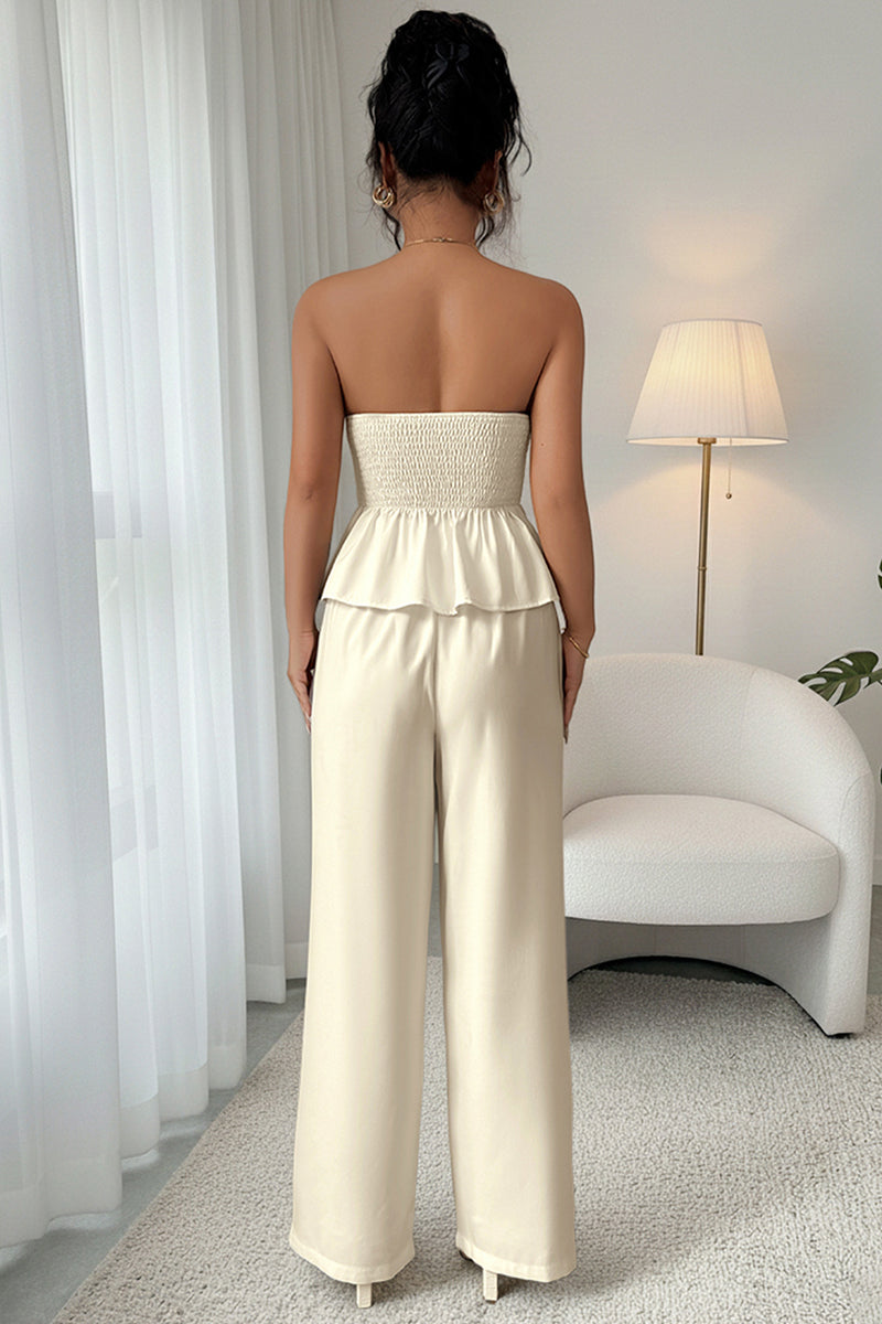 Strapless Buttoned Pants Set