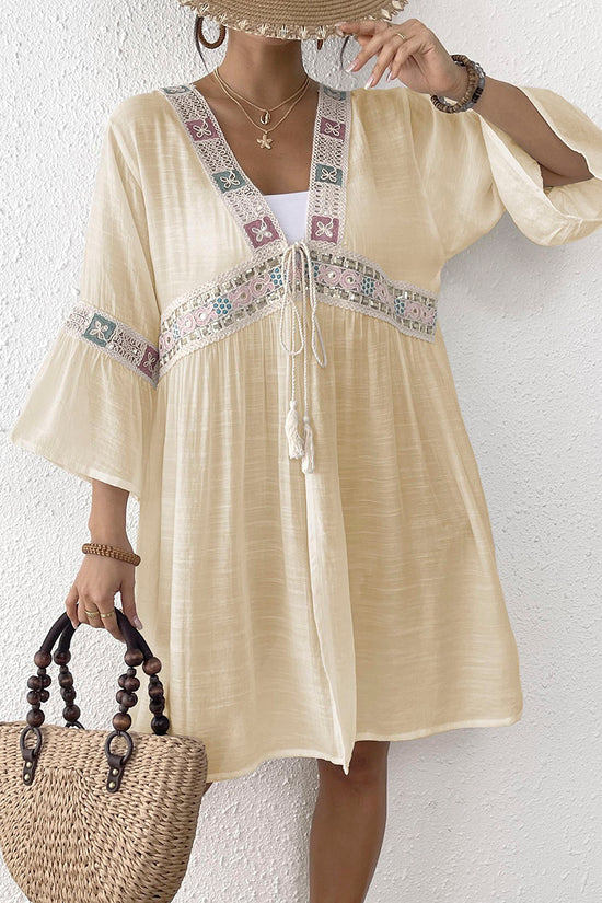 Bohemian Tie-Waist Kimono Cover-Up