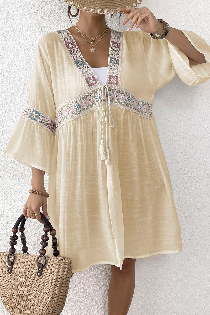 Bohemian Tie-Waist Kimono Cover-Up