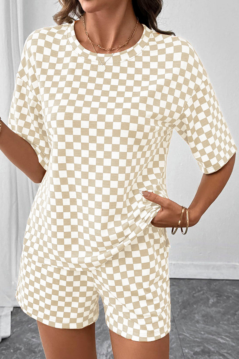 Checkerboard Sleeveless Short Set