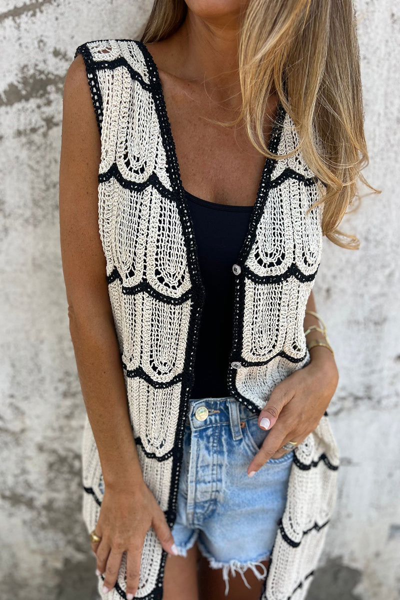 Elegant Scalloped Open-Front Cardigan