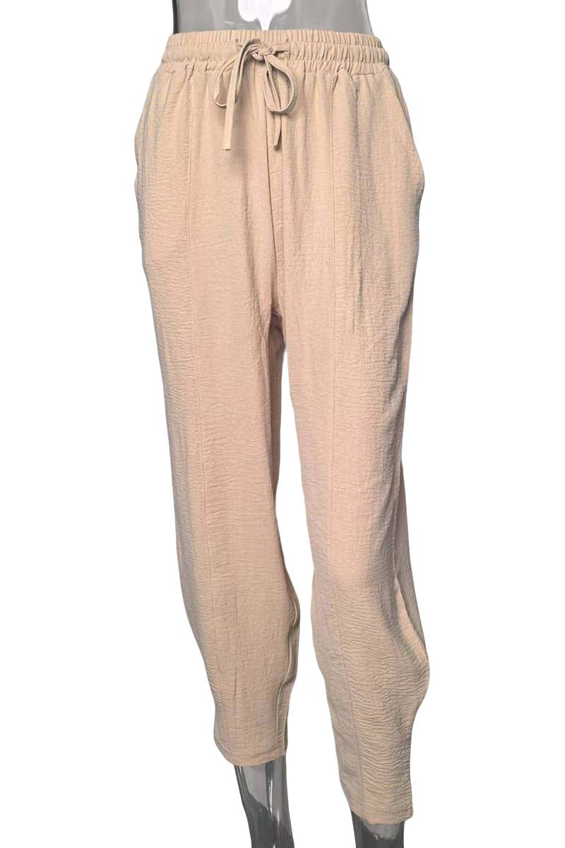 Relaxed Fit Drawstring Casual Pants