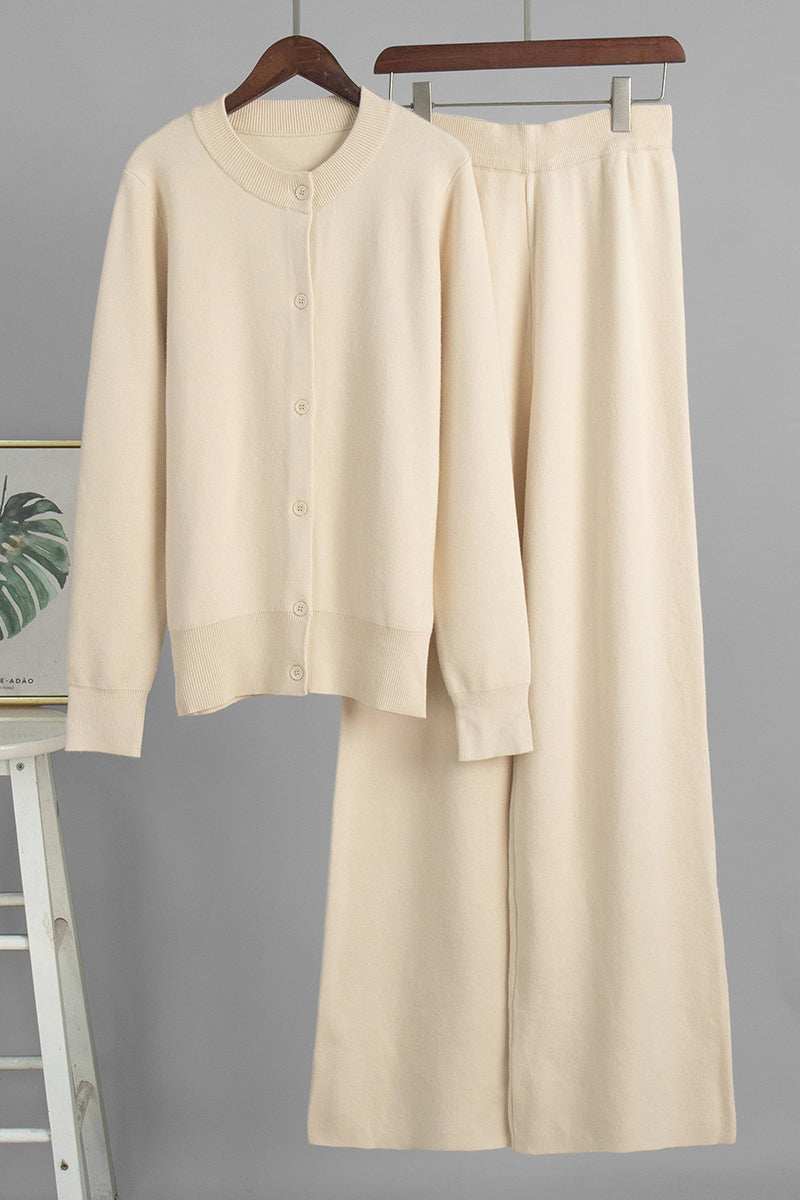 Elegant Buttoned Cardigan and Pants Set