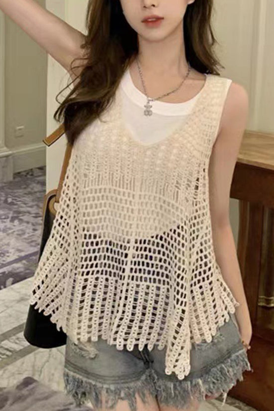Sleeveless Crochet Tank Top