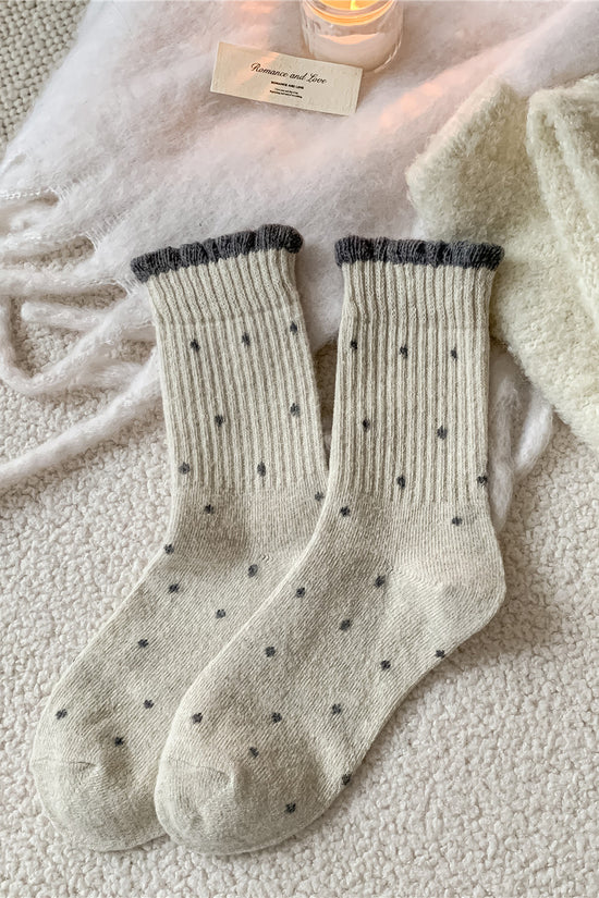 Cozy Polka Dot Ribbed Socks