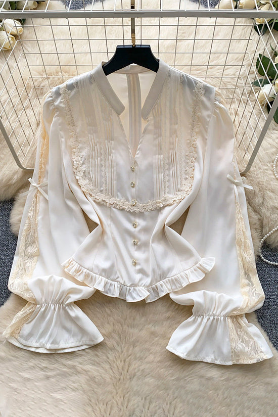 Elegant Lace Ruffle Blouse
