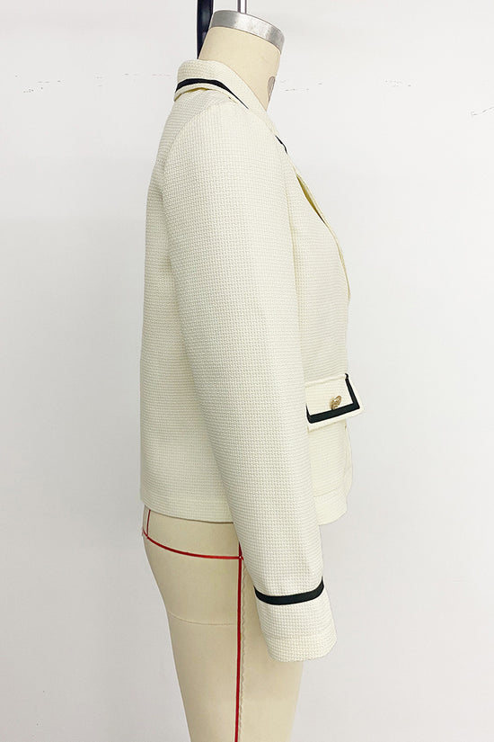 Contrast Trim Single-Breasted Blazer