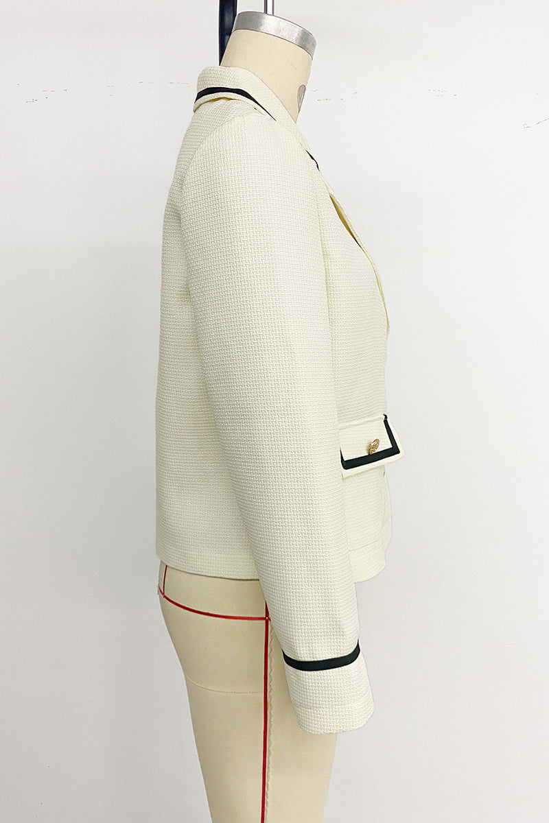 Contrast Trim Single-Breasted Blazer