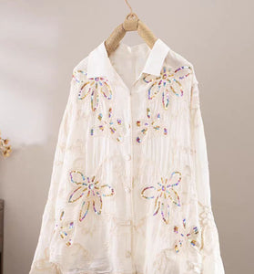 Sequin Floral Long Sleeve Shirt