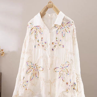 Sequin Floral Long Sleeve Shirt