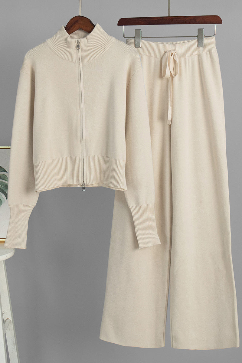 Knit Zip-Up Sweater and Pants Set