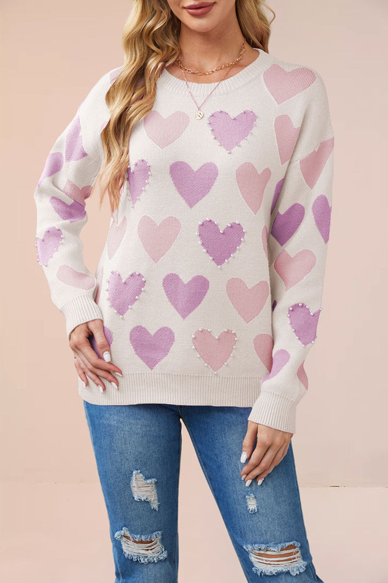 Heart-Emblazoned Relaxed Fit Sweater