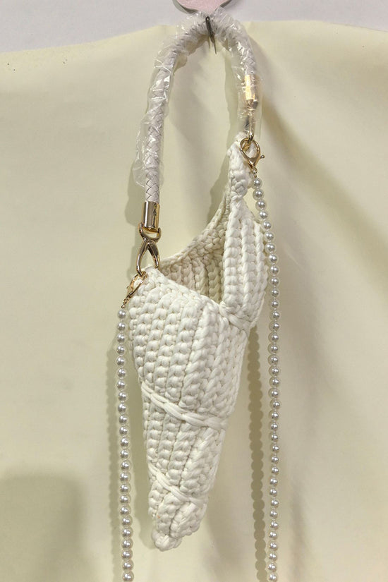 Crochet Cone Handbag with Pearl Strap