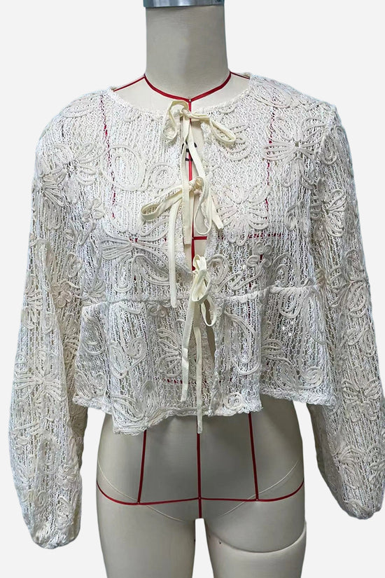 Crochet Tie Front Crop Top
