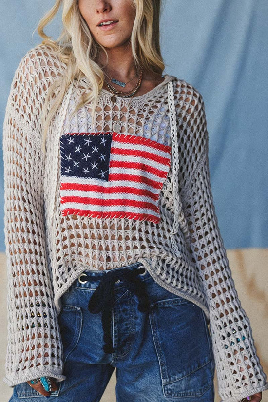 Mesh Knit Flag Sweater