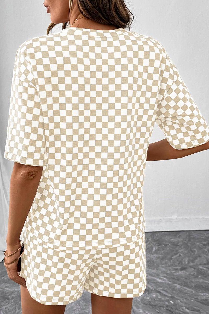Checkerboard Sleeveless Short Set