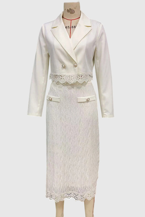 Elegant Lace Trim Skirt Set