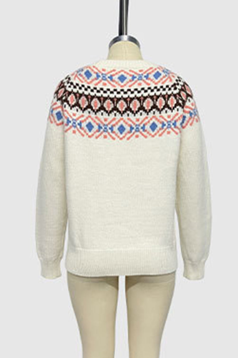 Geometric Pattern Long Sleeve Sweater